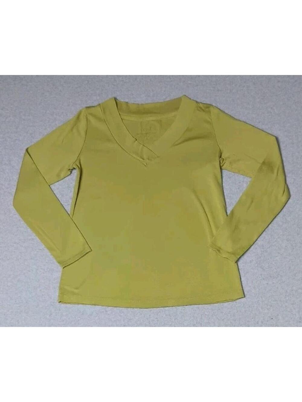 J Jill Pima Cotton Crossover Vneck Tee Womens Size MP Pea Green Long Sleeve Soft